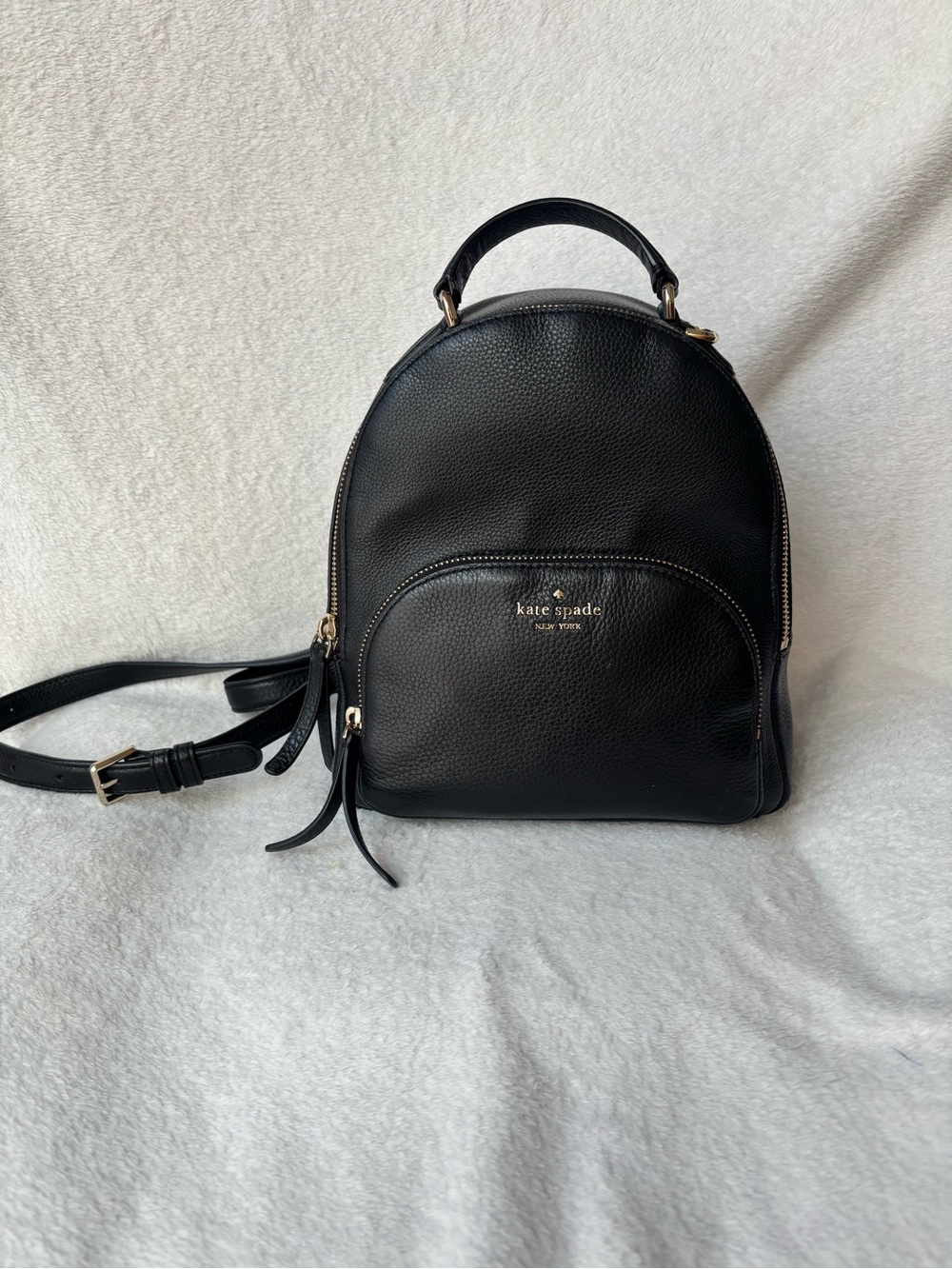 Kate Spade Jackson Black Pebbled Leather Mini Backpack